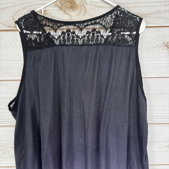 Black to White Tie Dye Lace Gradient V-Neck Sleeveless Beach Mini Dress Size 5XL - Picture 7 of 9